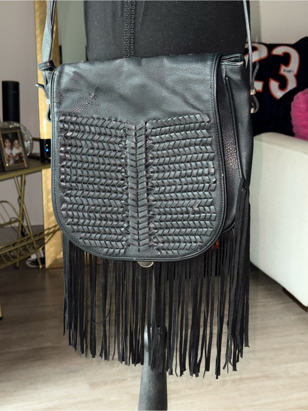 BCBGeneration Black Braided Fringe Crossbody - Picture 3 of 8